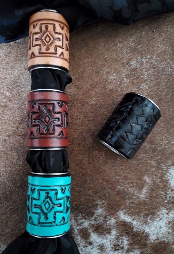 Scarf Slide Southwest Tooled Leather-SS06L-3