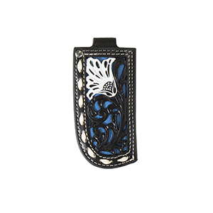 Nocona Black Floral Blue Inlay Knife Sheath
