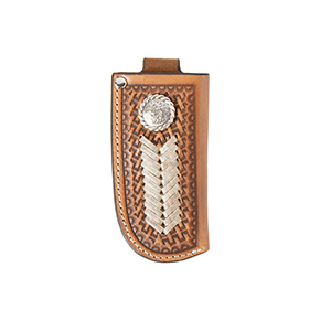 Nocona Tan Basketweave Rawhide Knife Sheath