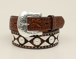 Ariat Men's Rosette Concho Calf Hair Belt