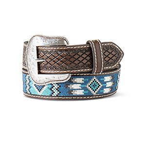 Kid's Ariat Belt with Blue Southwest Embroidery