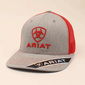 Ariat Grey with Red Embroidery Mesh Snapback