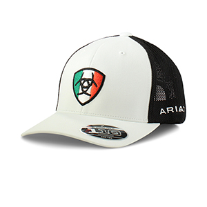 Ariat Men's White with Mexico Logo Patch Cap