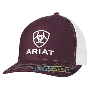 Ariat Men's Burgundy with White Embroidery Cap