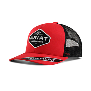 Ariat Men's Red with Black Patch Cap