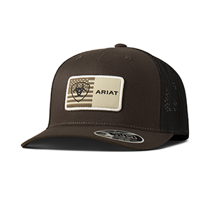 Ariat Men's Brown with American Flag Patch Cap
