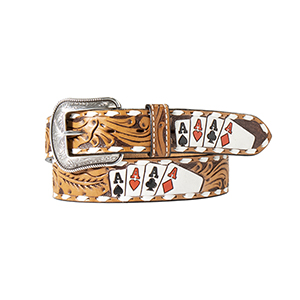 3D Men's Tan Ace Cards Belt