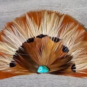 Brown Feather Crest with Turquoise Stone
