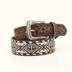 Nocona Men's Beaded Belt with Lace