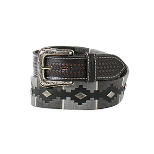 Nocona Men's Black & Grey Aztec Embroidery Belt