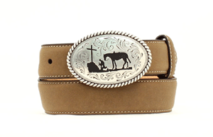 Kid's Nocona Brown Leather Belt with Buckle