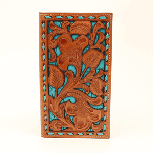 Nocona Men's Tan with Turquoise Inlay Rodeo Wallet