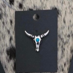 Cow Skull with Turquoise Stone Hat Pin
