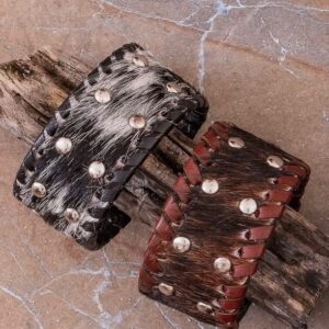 Cowhide Bracelet with Studs