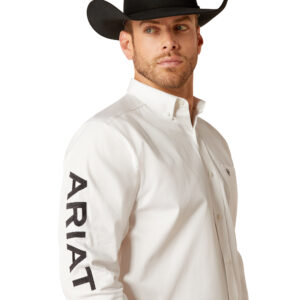 Ariat Men's Team Logo White Button Down Classic Fit Shirt