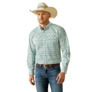 Ariat Men's Jerome Teal Button Down Long Sleeve Western Shirt